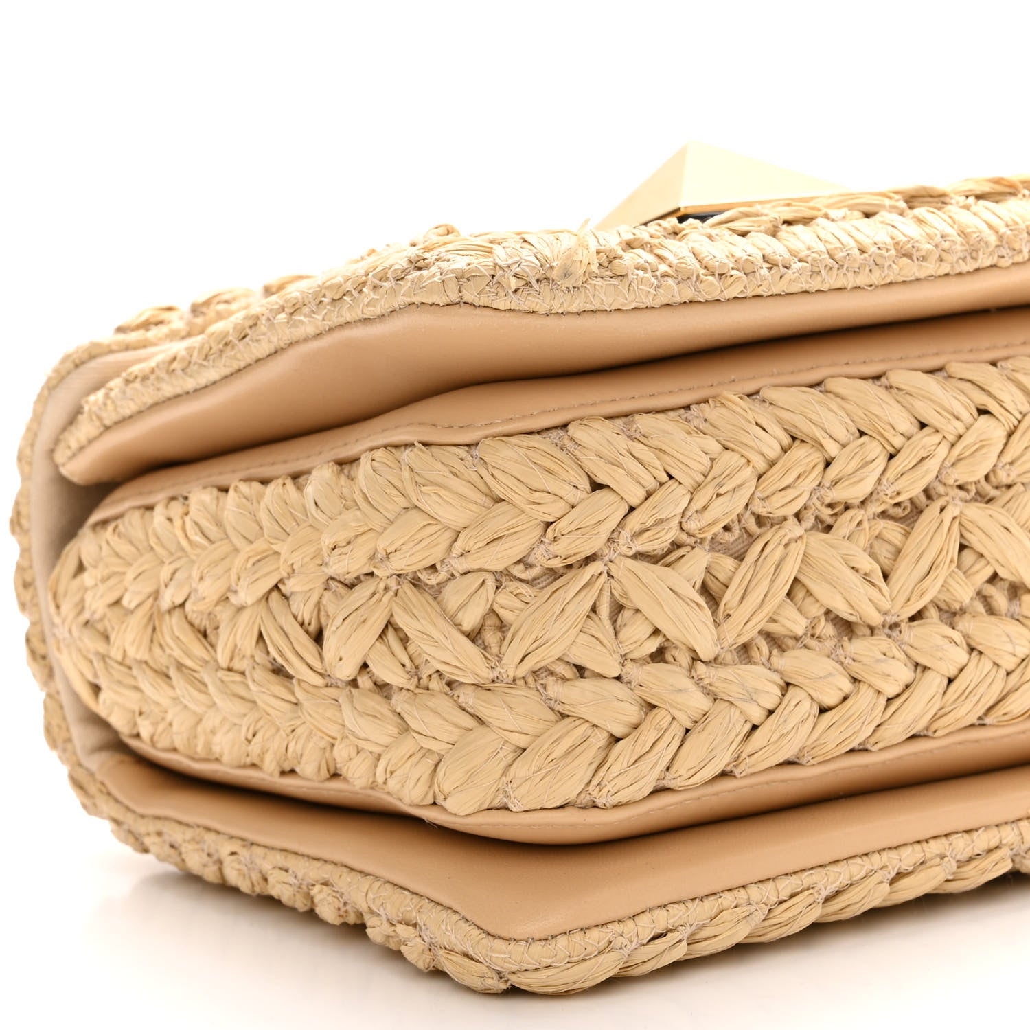 Valentino Garavani Raffia One Stud Chain Clutch Natural 8 of 10