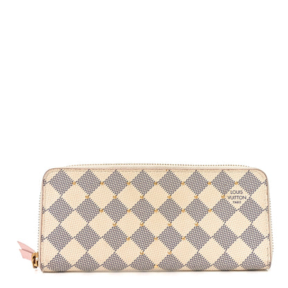 Louis Vuitton Damier Azur Studded Clemence Wallet Rose Ballerine 1 of 6
