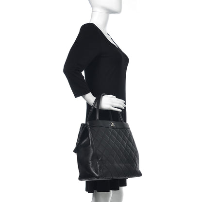 Chanel Calfskin Quilted CC Shopping Tote Black 2 of 16