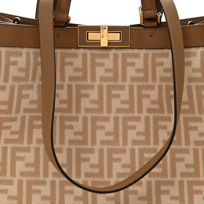Fendi Wool Vitello King Seta FF 1974 Medium Peekaboo X-Tote Beige Cammello Sand 8 of 11