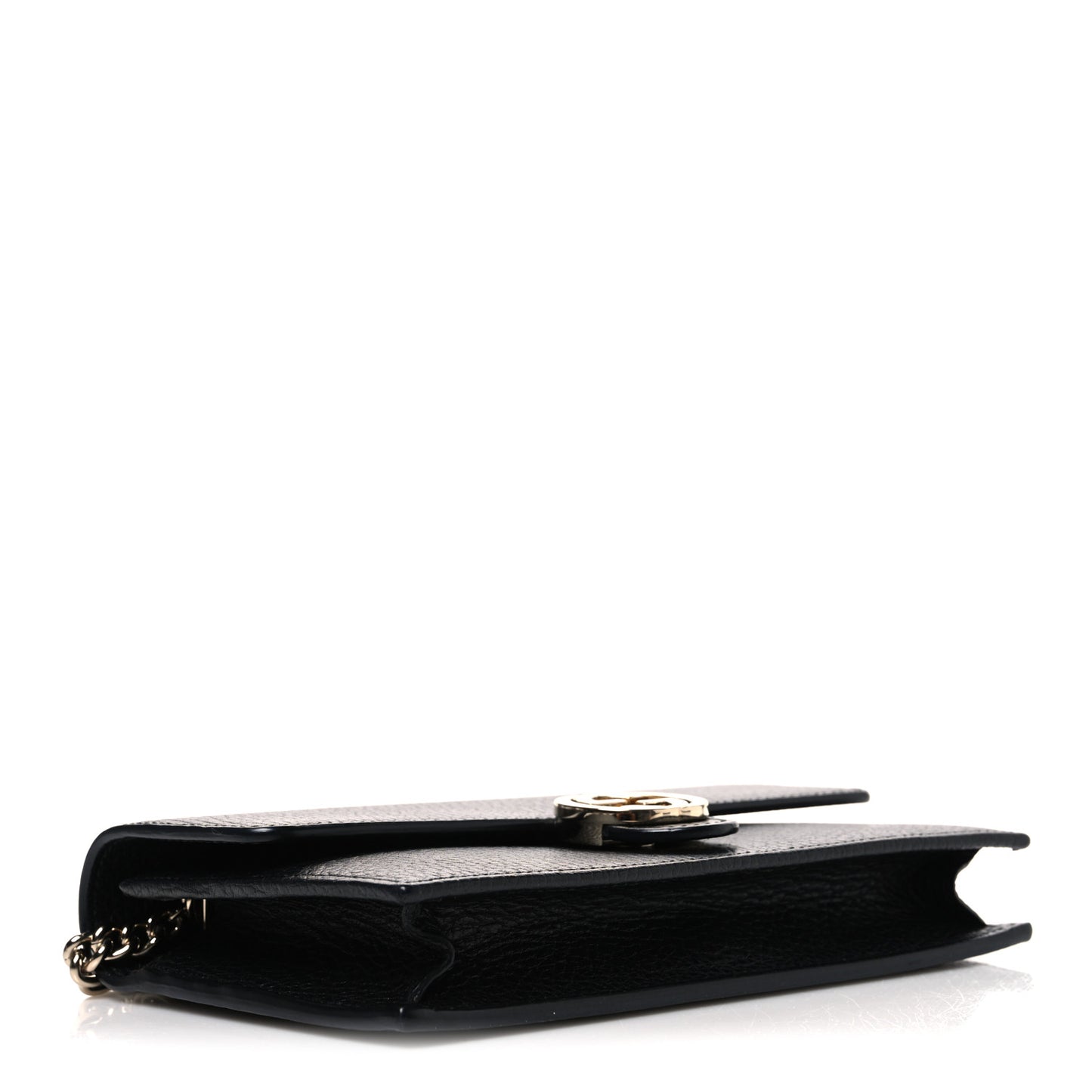 Dollar Calfskin Interlocking G Chain Wallet Black