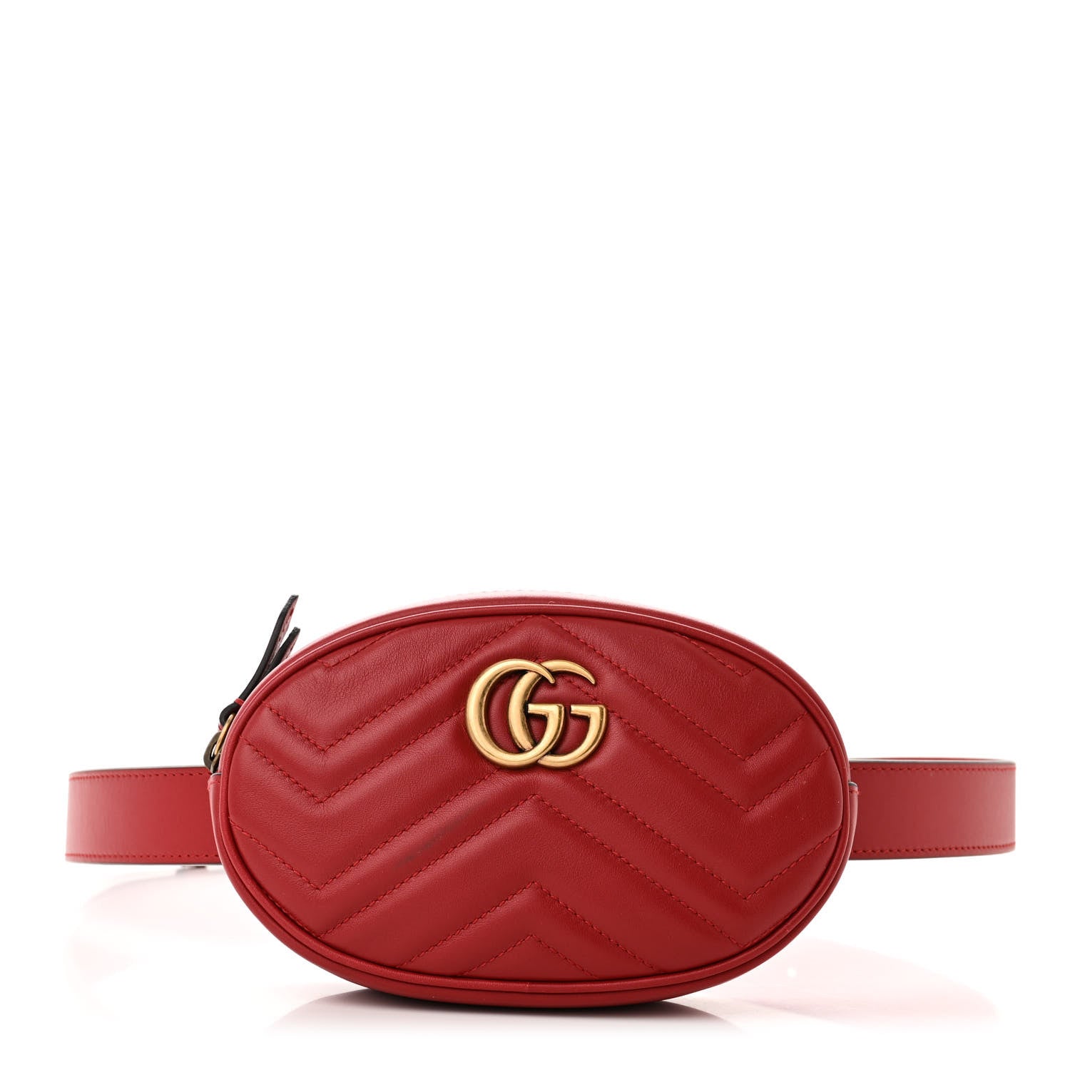 Gucci Calfskin Matelasse GG Marmont Belt Bag 85 34 Hibiscus Red 1 of 11
