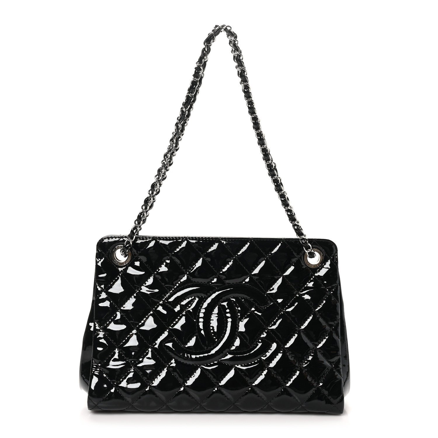 Chanel Patent Quilted Timeless CC Shopping Tote Black 1 of 10
