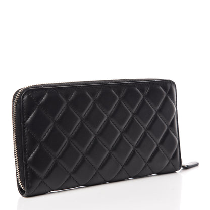 Chanel Lambskin Quilted Large Gusset Zip Around Wallet Black 3 of 9