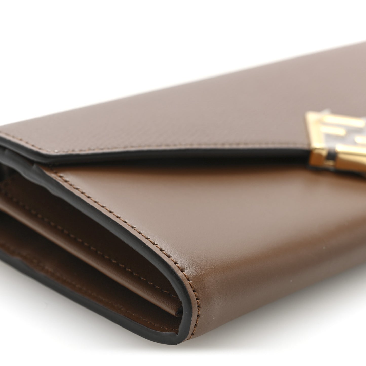 Vitello King Cruise FF Diamonds Continental Envelope Wallet On Chain Gianduia