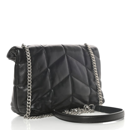 Saint Laurent Lambskin Quilted Toy Loulou Puffer Monogram Chain Satchel Black 3 of 11