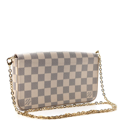 Louis Vuitton Damier Azur Pochette Felicie Chain Wallet Rose Ballerine 3 of 10