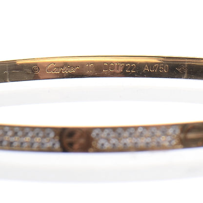 Cartier 18K Yellow Gold Diamond Small LOVE Paved Bracelet 17 3 of 5
