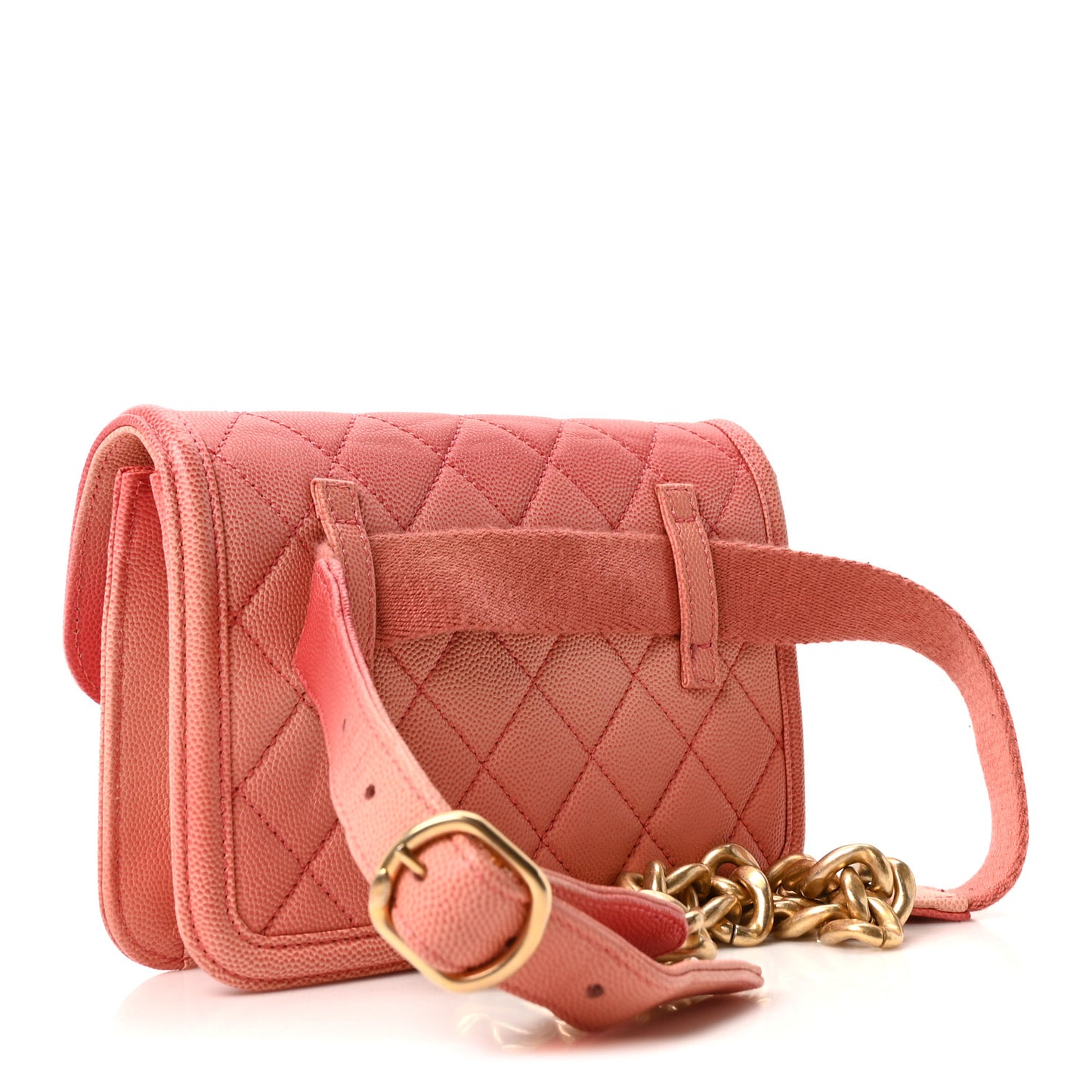 Caviar Quilted Sunset On The Sea Waist Bag Coral