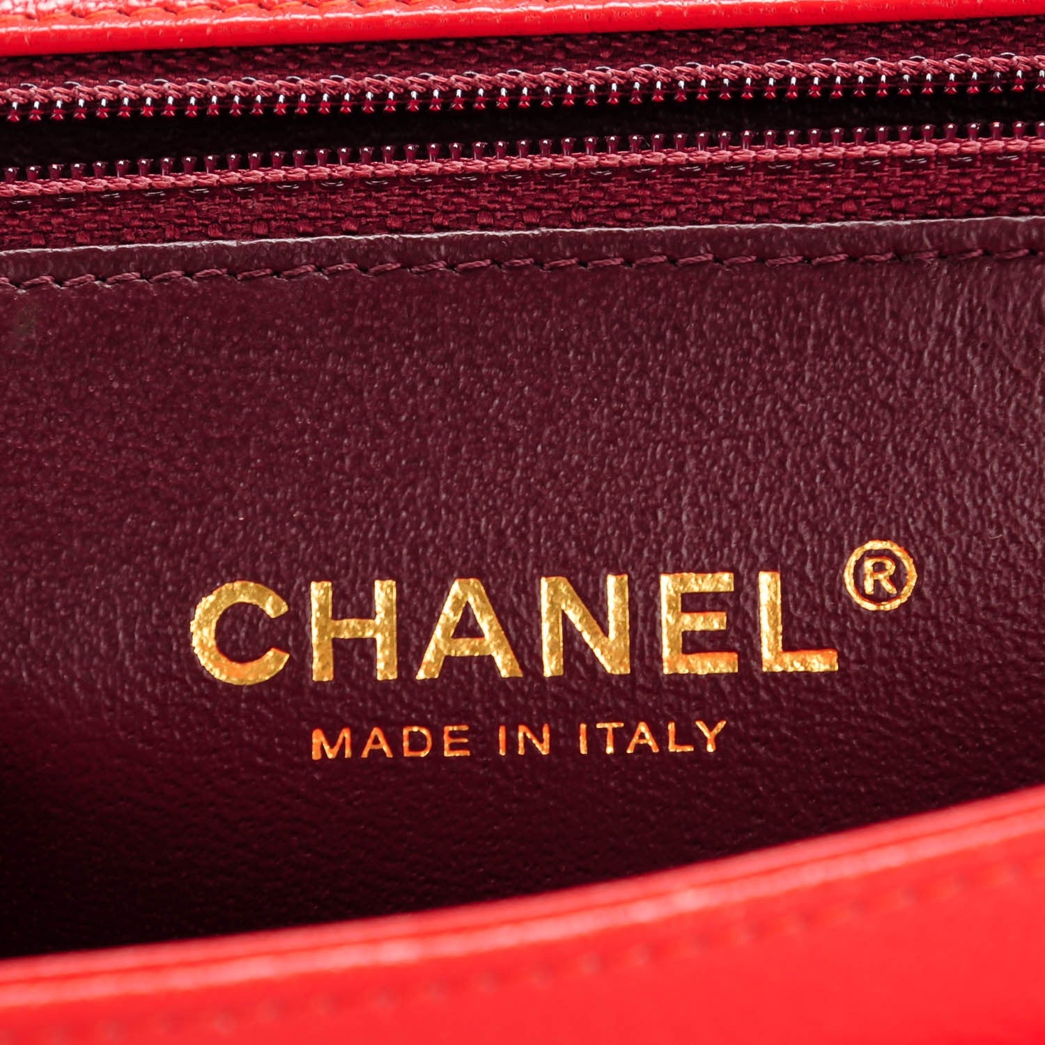 Chanel Shiny Goatskin Diagonal Quilted Medium Flap Red 8 of 8