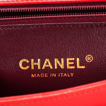 Chanel Shiny Goatskin Diagonal Quilted Medium Flap Red 8 of 8