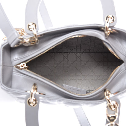 Christian Dior Pearly Lambskin Cannage Medium Lady Dior Grey 5 of 9