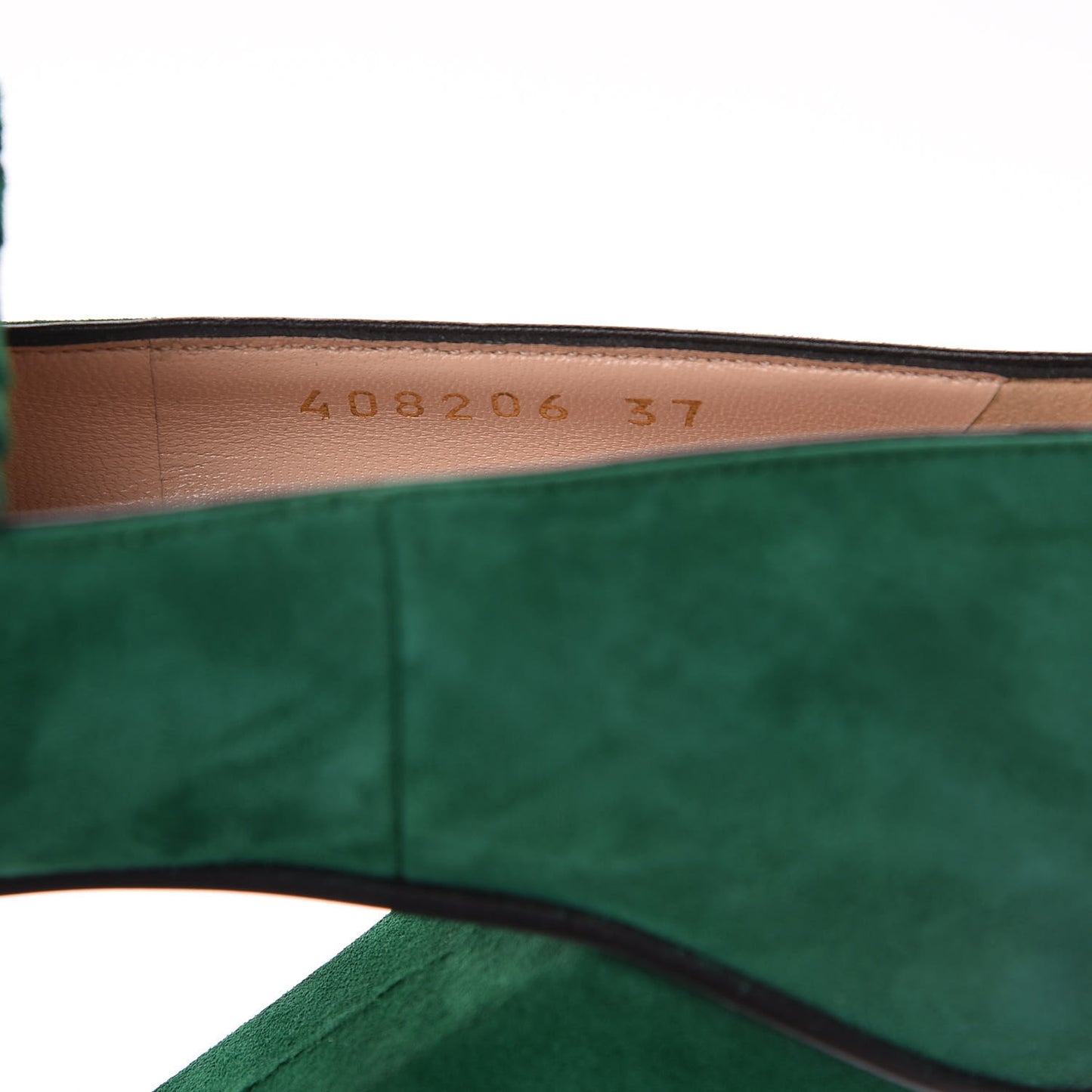 Kid Scamosciato GG Marmont Fringe 105mm Loafer Pumps 37 Emerald