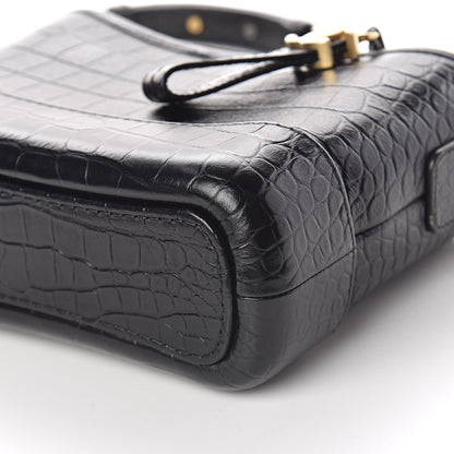 Chanel Calfskin Crocodile Embossed Small Gabrielle Cocodile Hobo Black 9 of 11