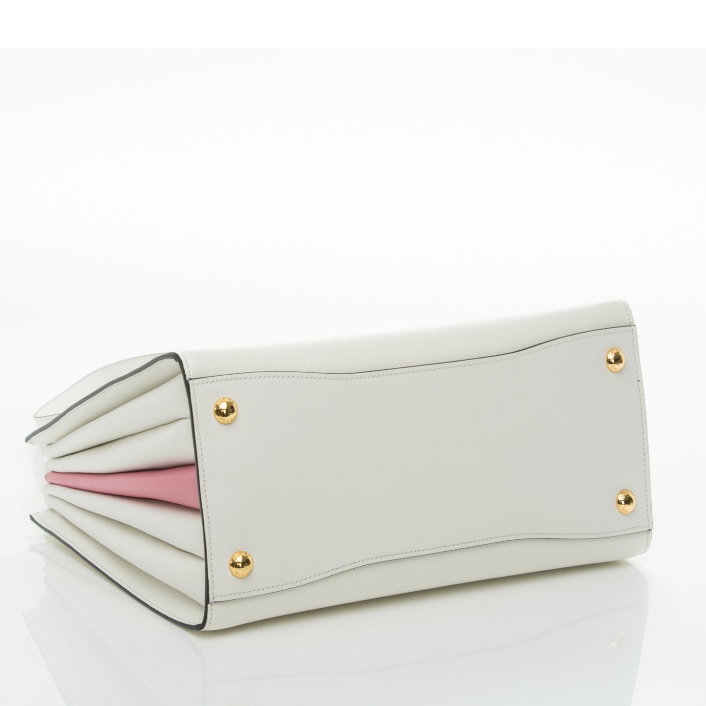Saffiano Calfskin Bibliotheque Top Handle White Begonia