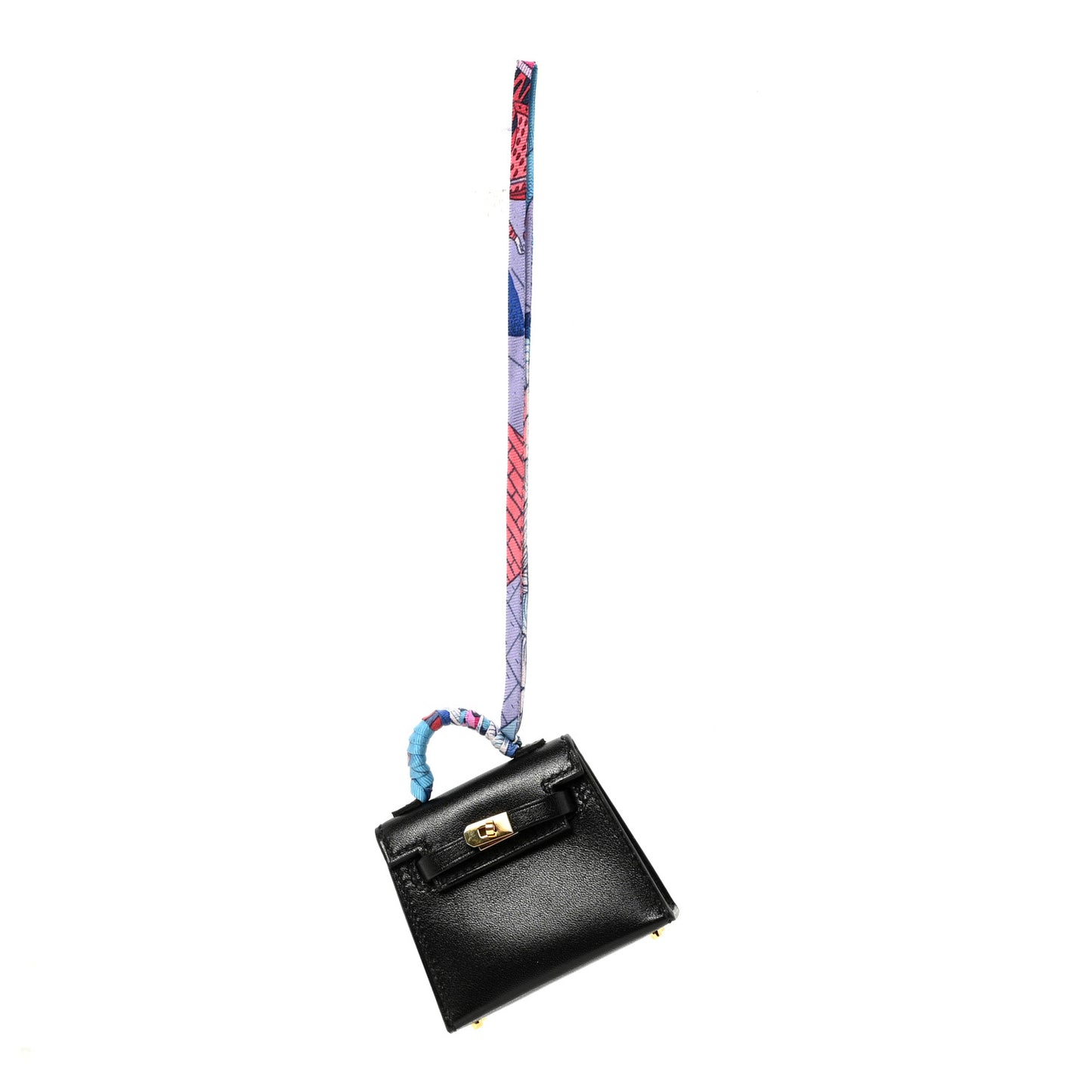 Tadelakt Mini Kelly Twilly Bag Charm Black