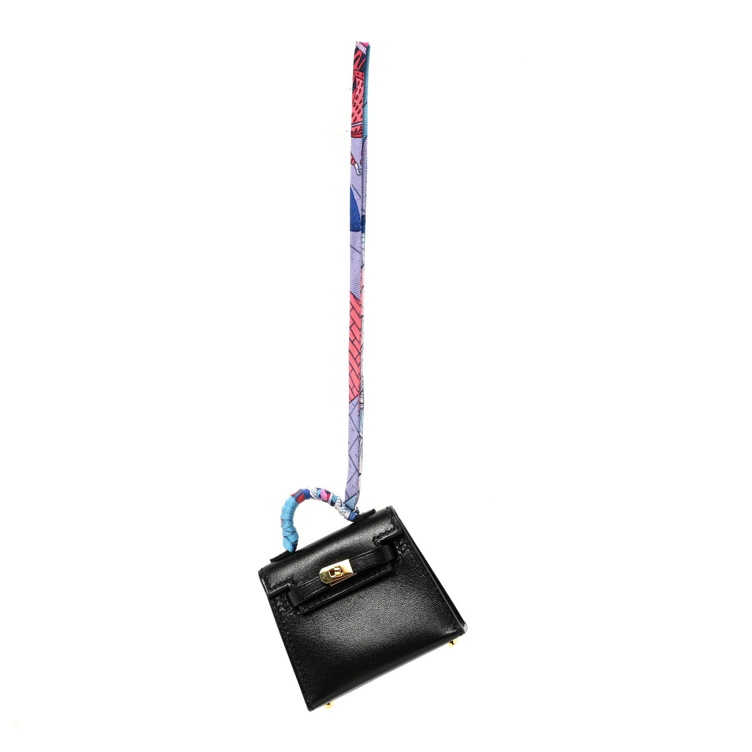 Hermes Tadelakt Mini Kelly Twilly Bag Charm Black 1 of 4