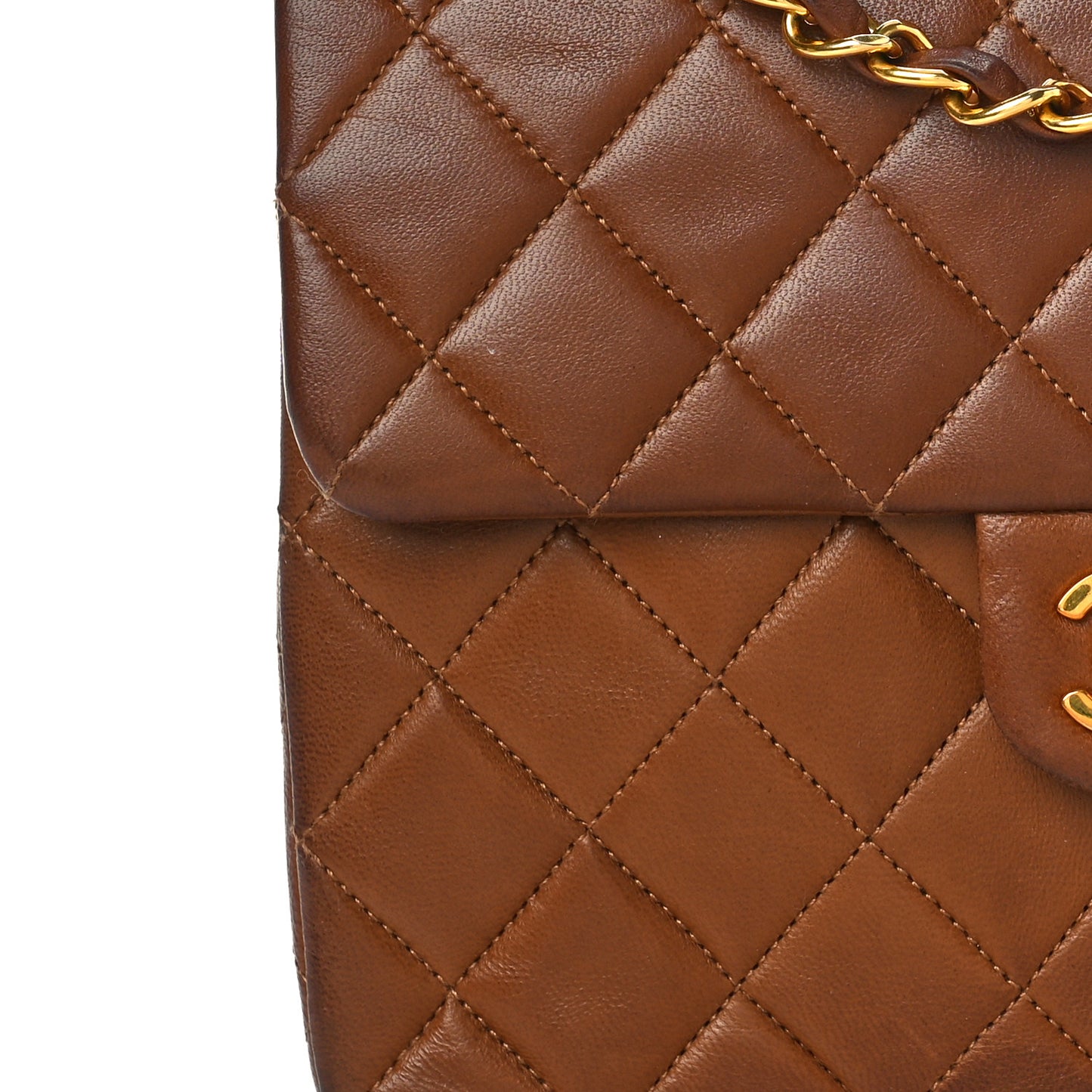 Lambskin Quilted Small Single Flap Brown