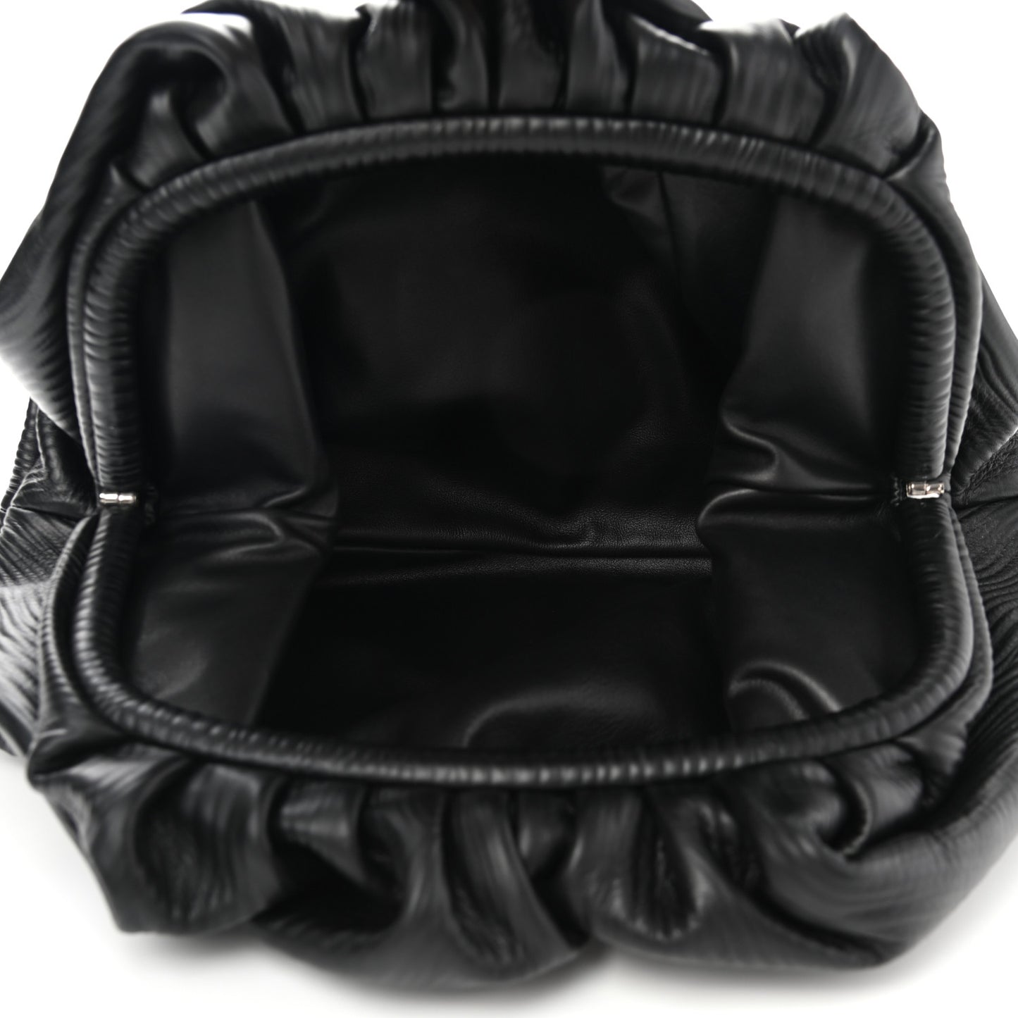 Bark Calfskin Embossed The Pouch Oversized Clutch Black
