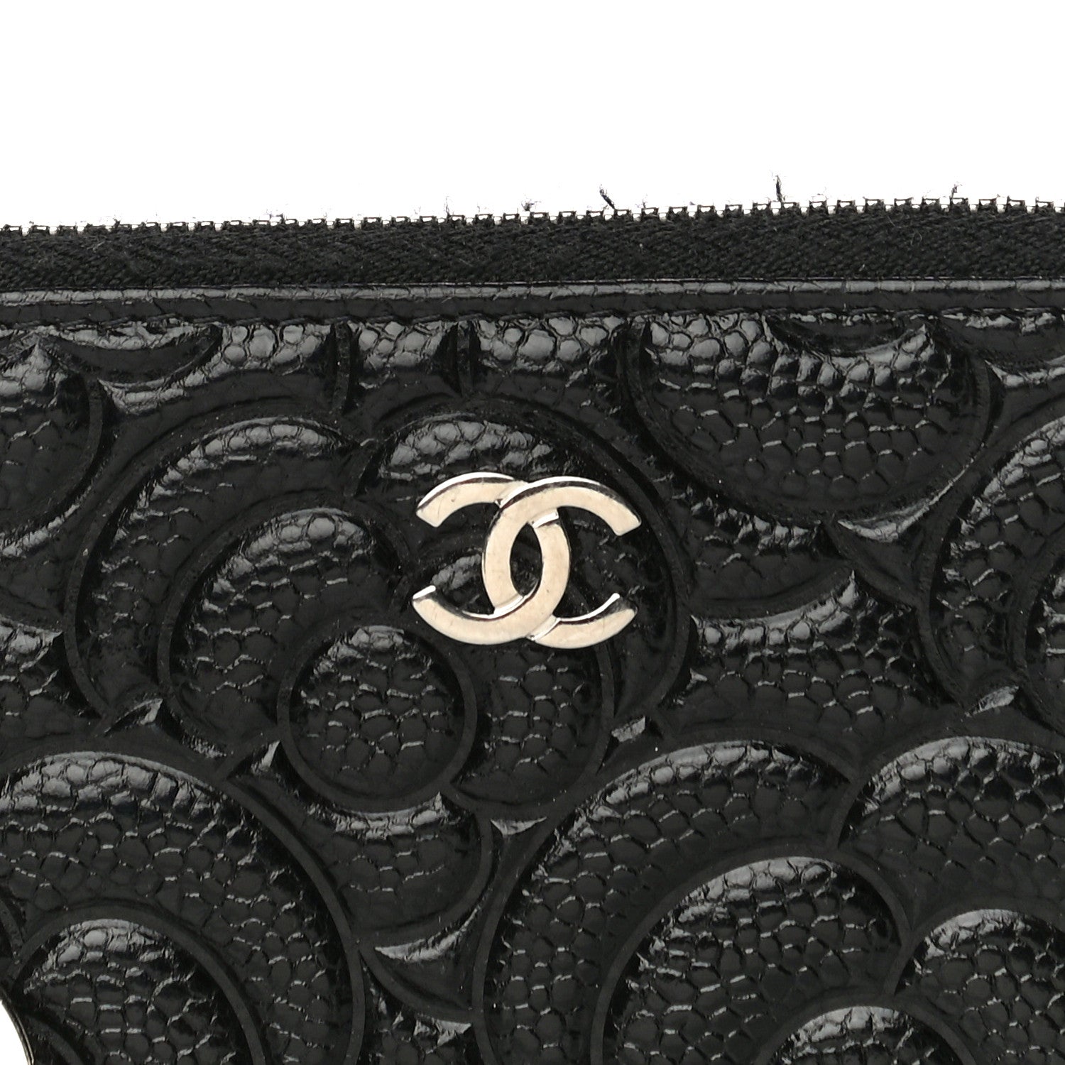 Chanel Caviar Camellia Embossed Key Holder Case Black 8 of 11