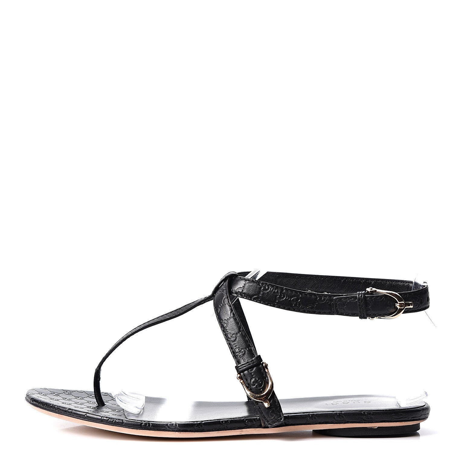 Gucci Calfskin Microguccissima Thong Sandals 40 Black 1 of 9
