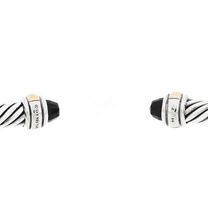 David Yurman Sterling Silver 18K Yellow Gold Black Onyx 4mm Cable Classics Bracelet 3 of 3