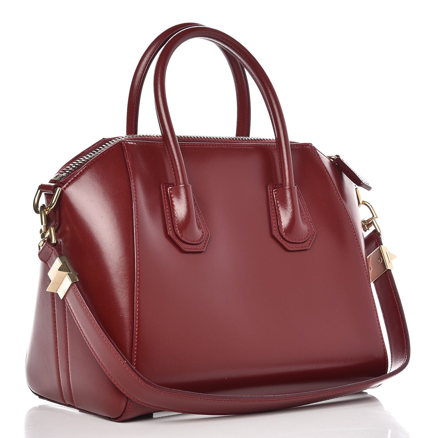 Shiny Lord Calfskin Small Antigona Burgundy