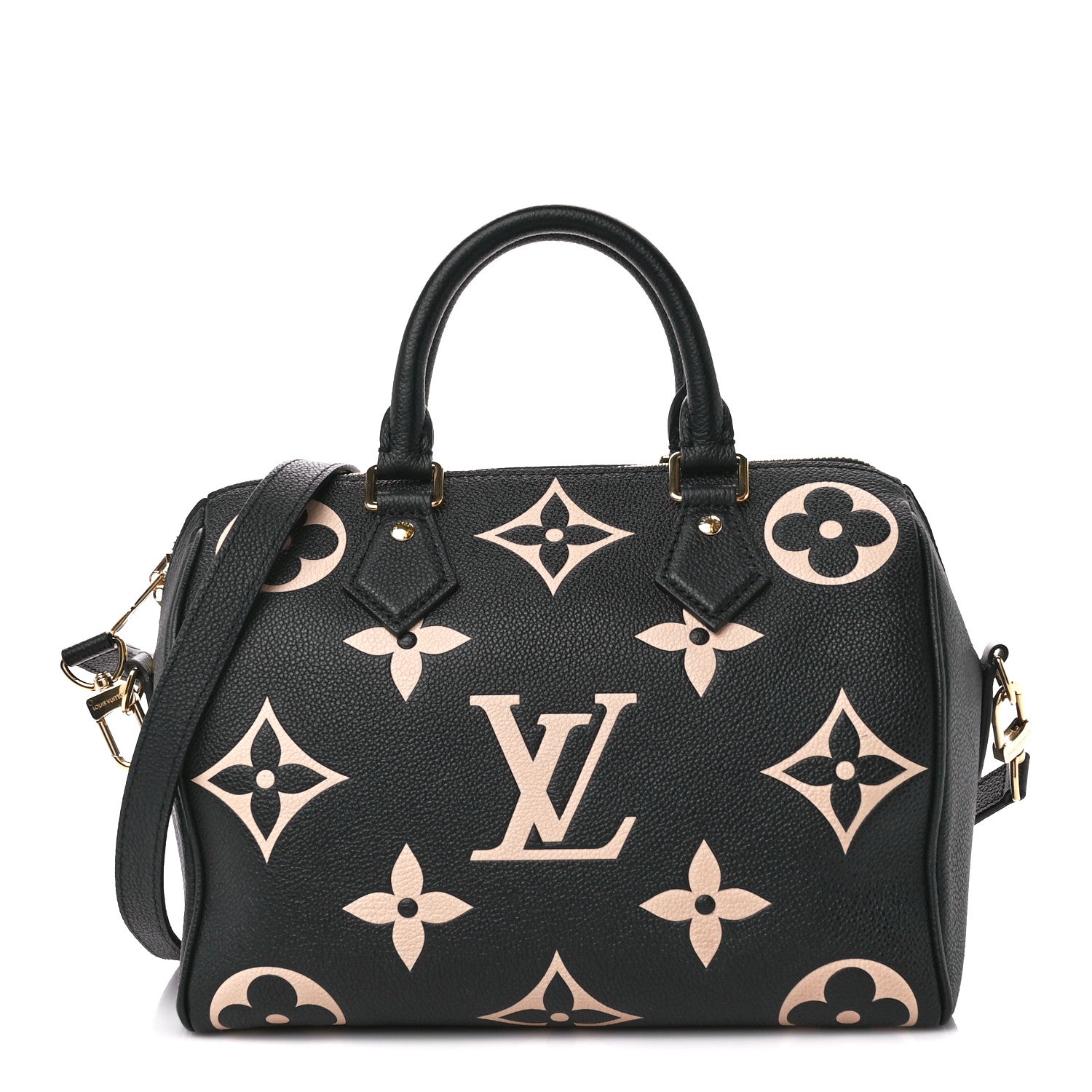 Louis Vuitton Empreinte Monogram Giant Speedy Bandouliere 25 Black Beige 1 of 14