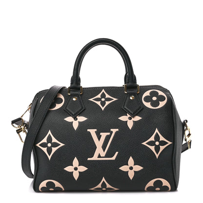 Louis Vuitton Empreinte Monogram Giant Speedy Bandouliere 25 Black Beige 1 of 14