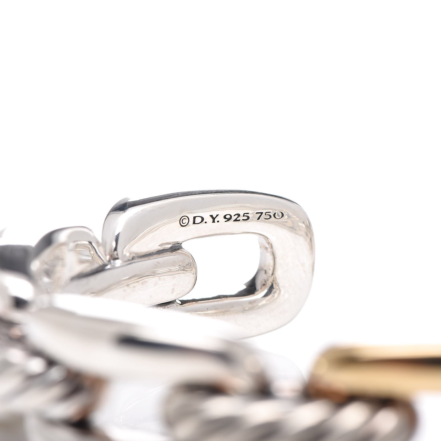David Yurman Sterling Silver 18K Yellow Gold 14mm Wellesley Link Single Stack Bracelet 4 of 4