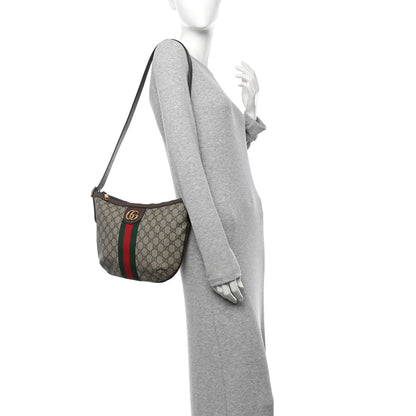 Gucci GG Supreme Monogram Web Small Ophidia Half Moon Hobo Brown 2 of 10