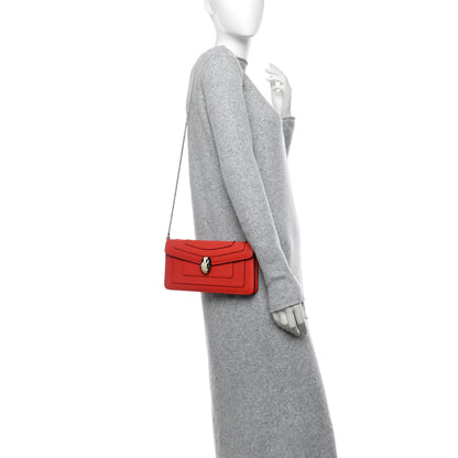 Bulgari Calfskin Serpenti Forever Flap Clutch Ruby Red 2 of 11