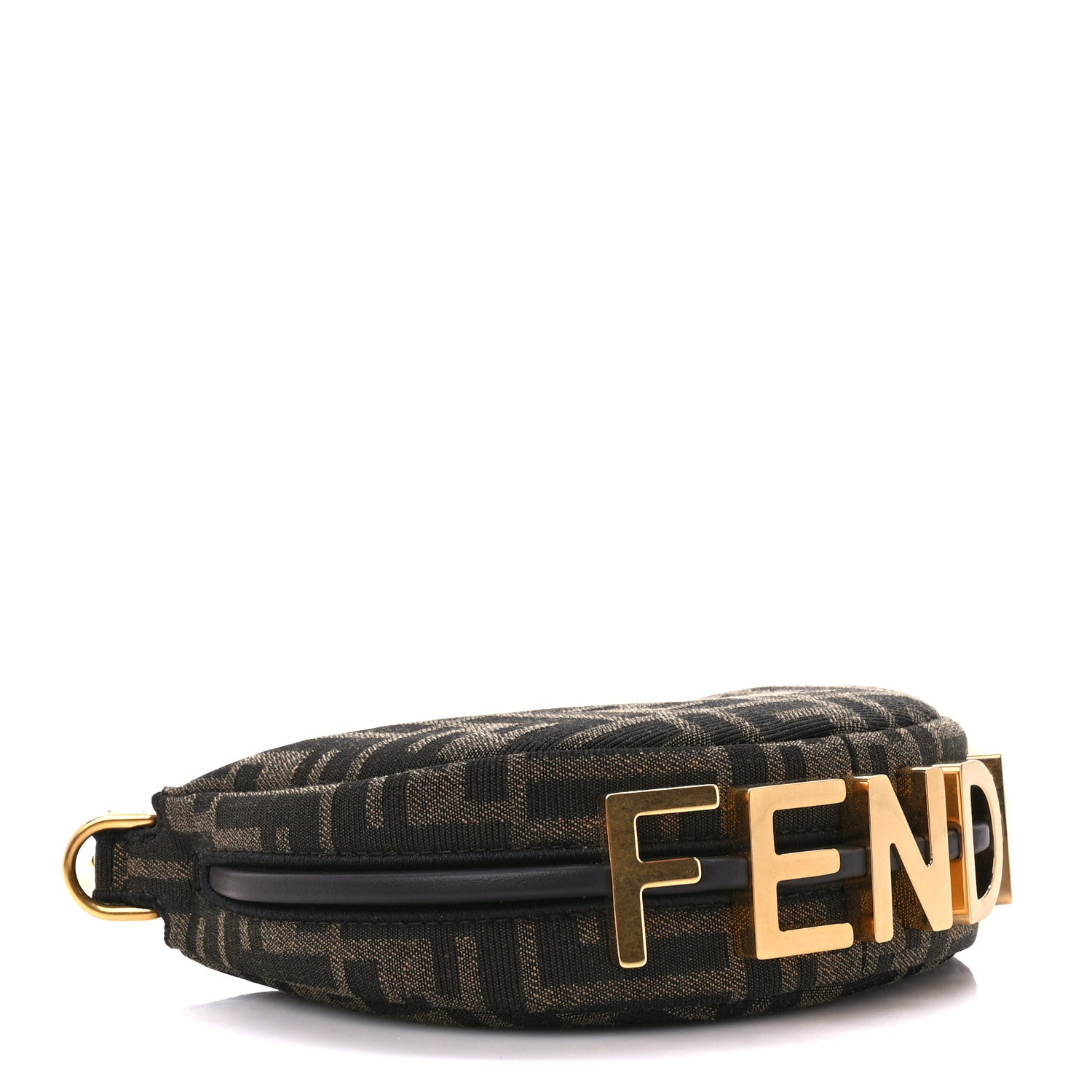 Fendi Fabric Jacquard FF 1974 Nano Fendigraphy Hobo Charm Tobacco Moro 3 of 10