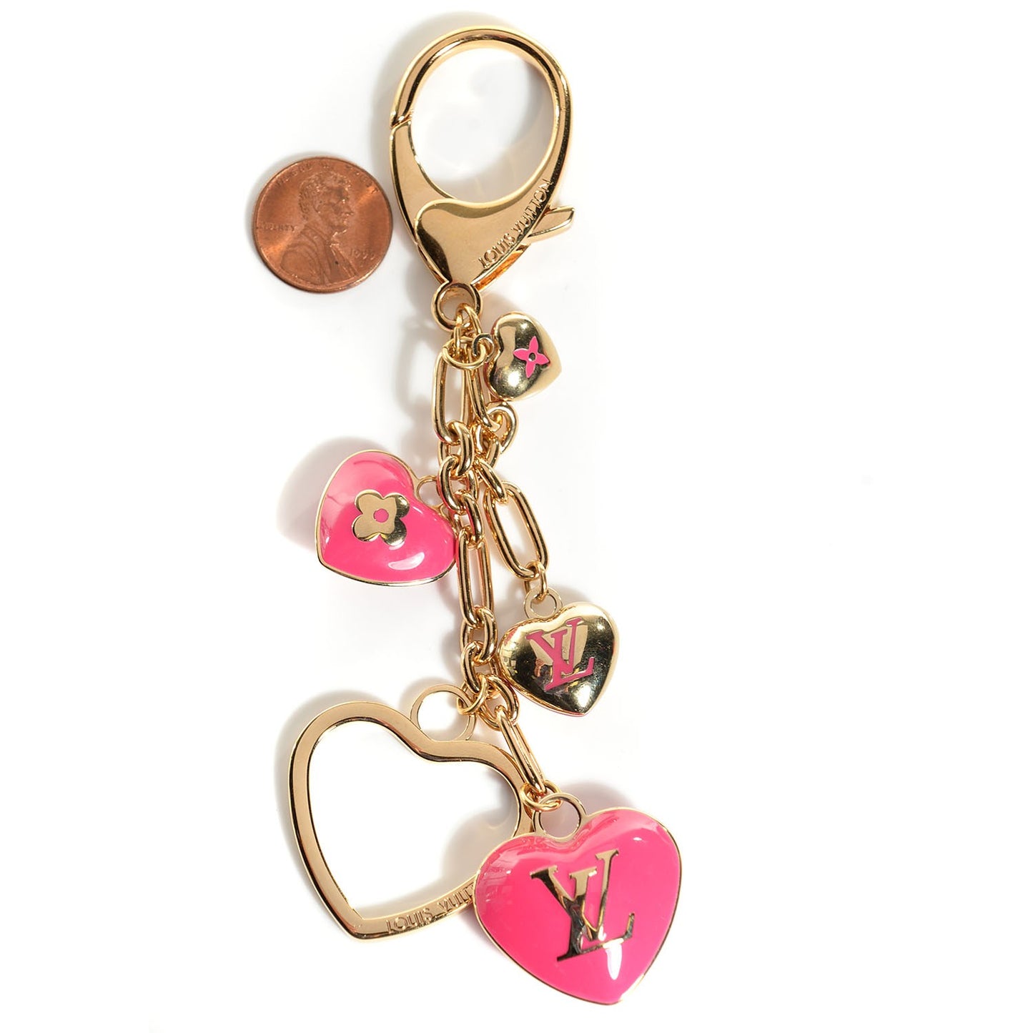 Coeurs Heart Bag Charm Key Holder Pink
