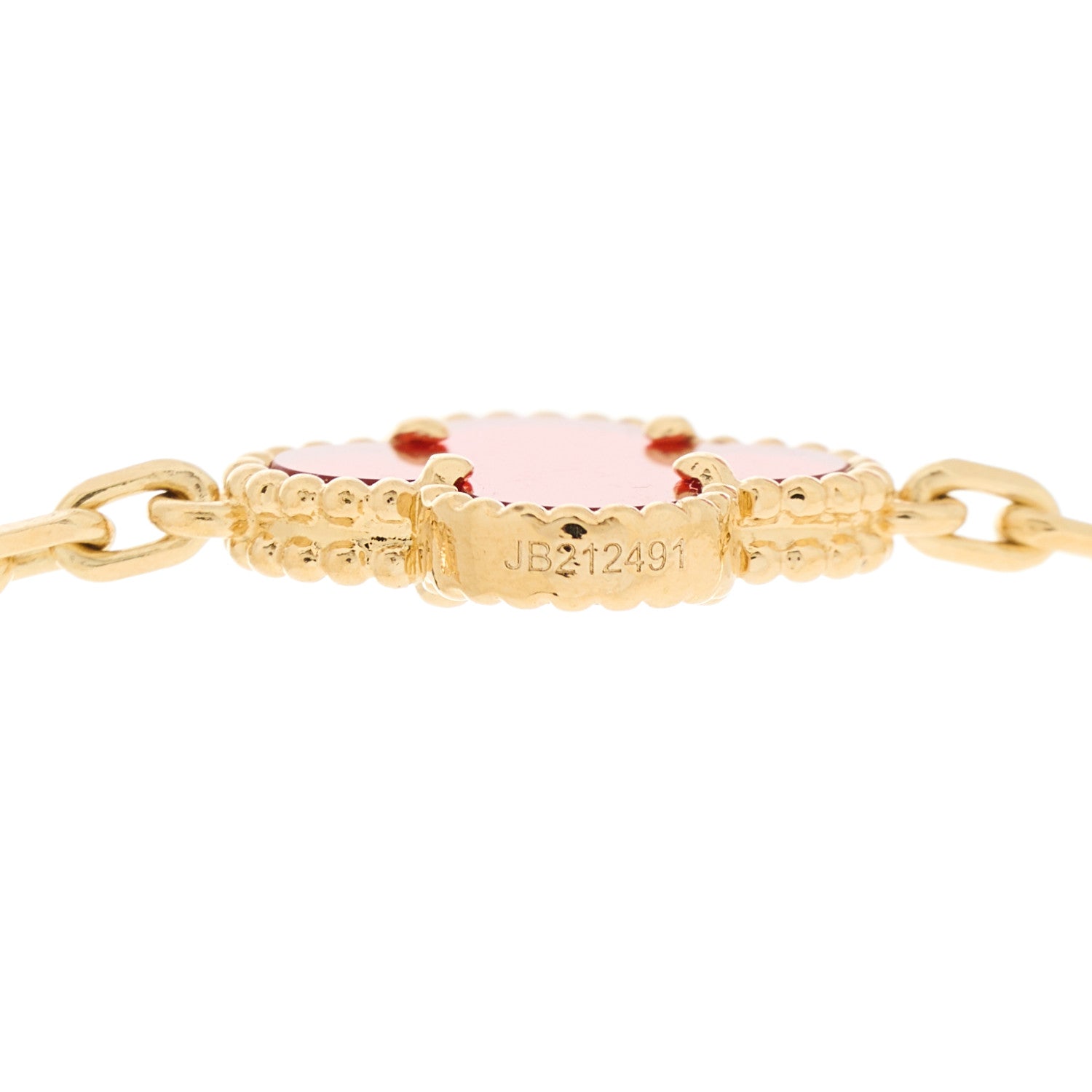 Van Cleef & Arpels 18K Yellow Gold Carnelian 10 Motifs Vintage Alhambra Necklace 6 of 6