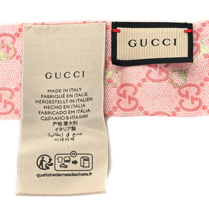 Gucci Silk Twill GG Monogram Gold Horsebity Neck Bow Scarf Pink Sky Blue 3 of 4