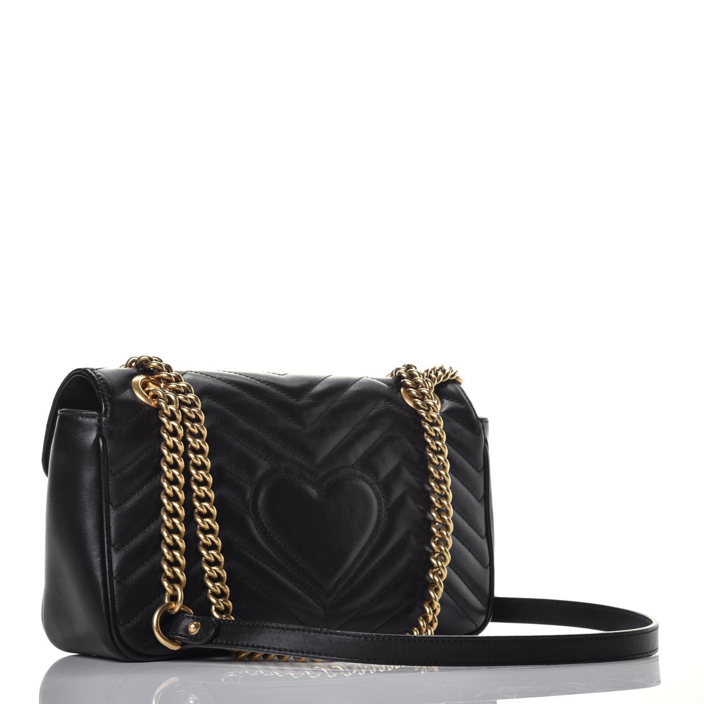 Calfskin Matelasse Small GG Marmont Shoulder Bag Black