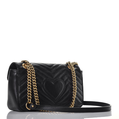 Gucci Calfskin Matelasse Small GG Marmont Shoulder Bag Black 3 of 9