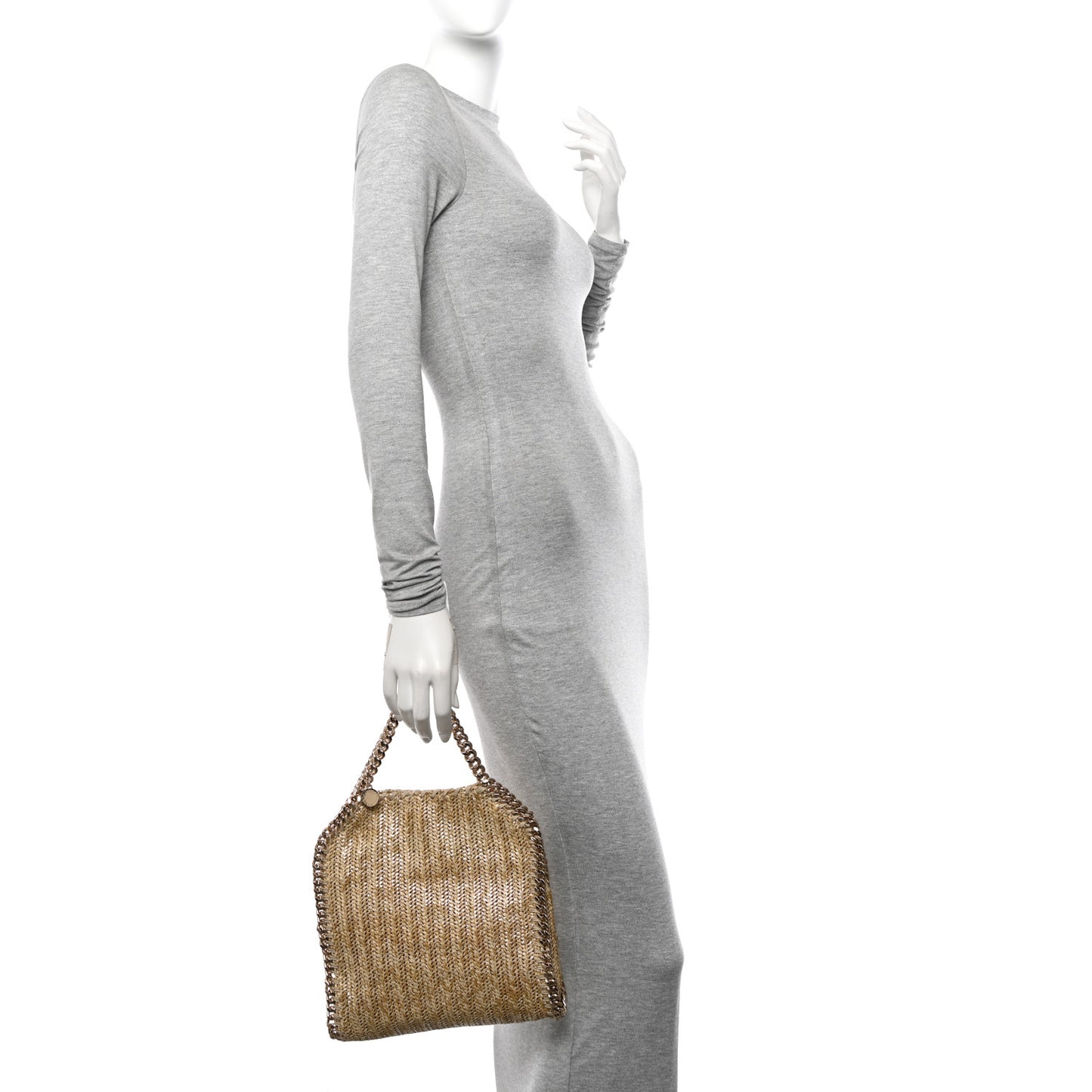Metallic Raffia Mini Falabella Tote Gold