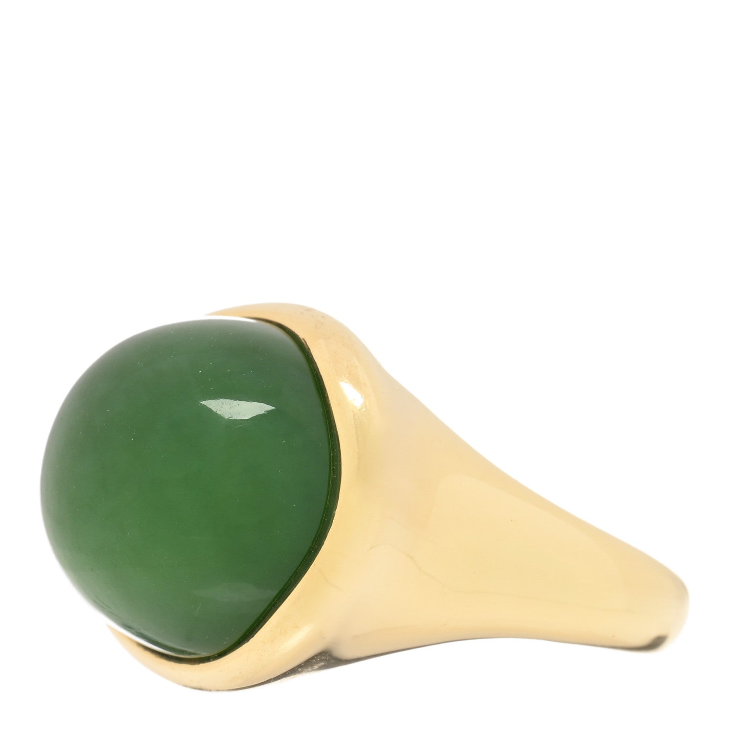 Tiffany 18K Yellow Gold Green Jade 15mm Elsa Peretti Cabochon Ring 52 6 2 of 6
