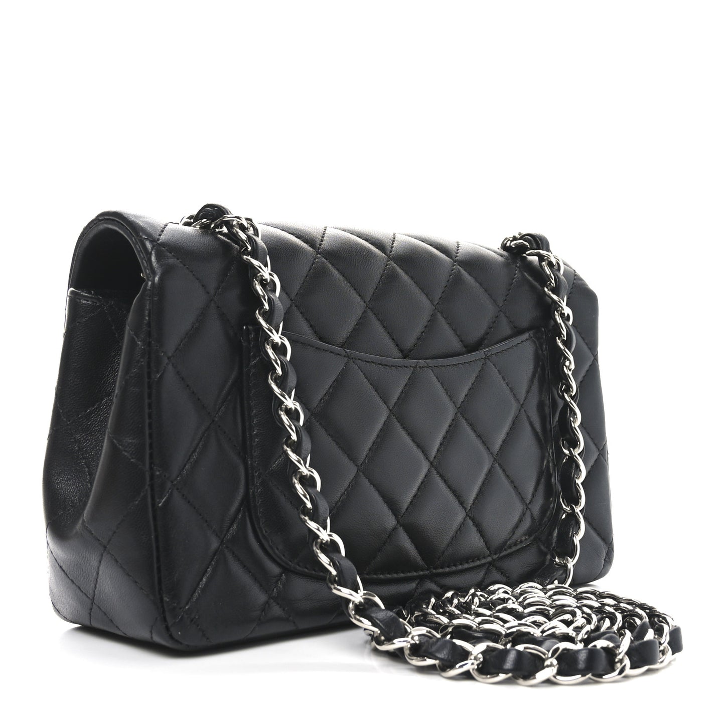 Lambskin Quilted Mini Rectangular Flap Black