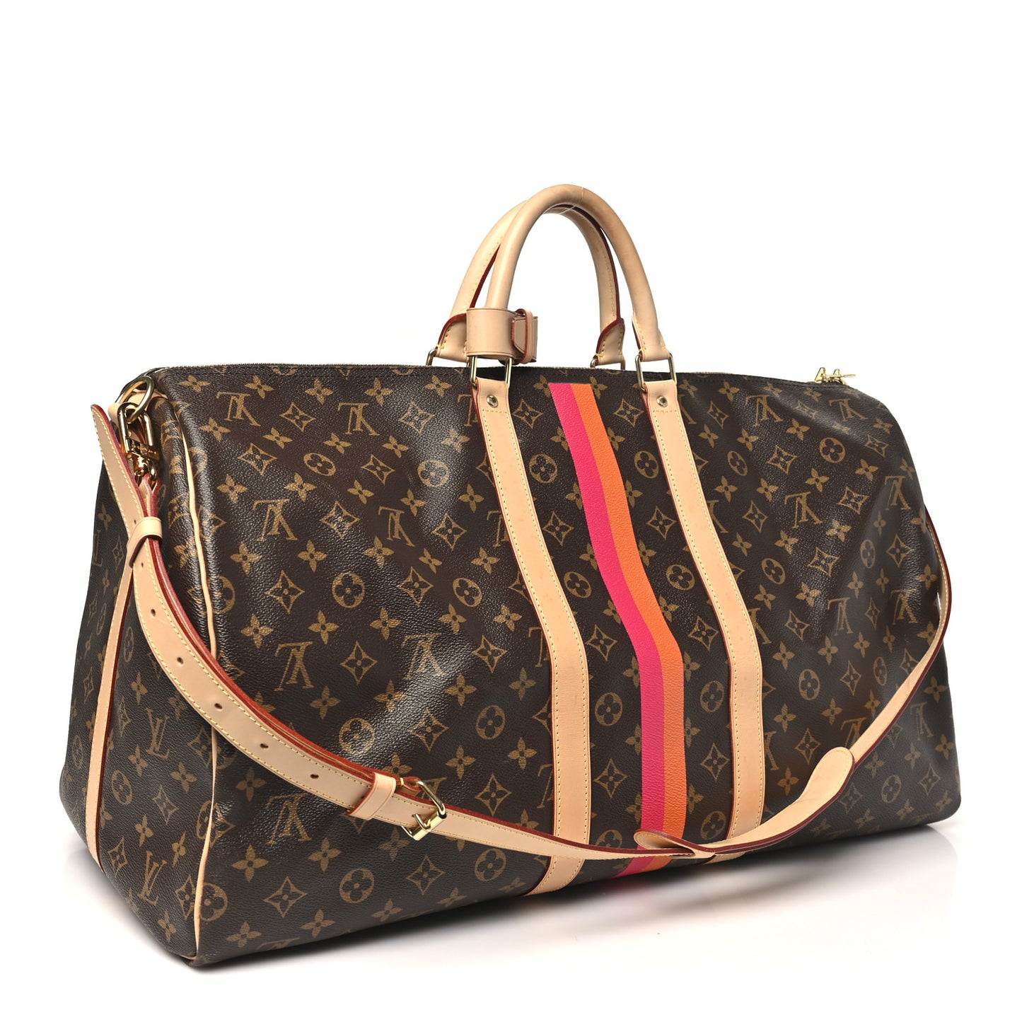 Monogram My LV Heritage Keepall Bandouliere 55 Fuchsia Orange