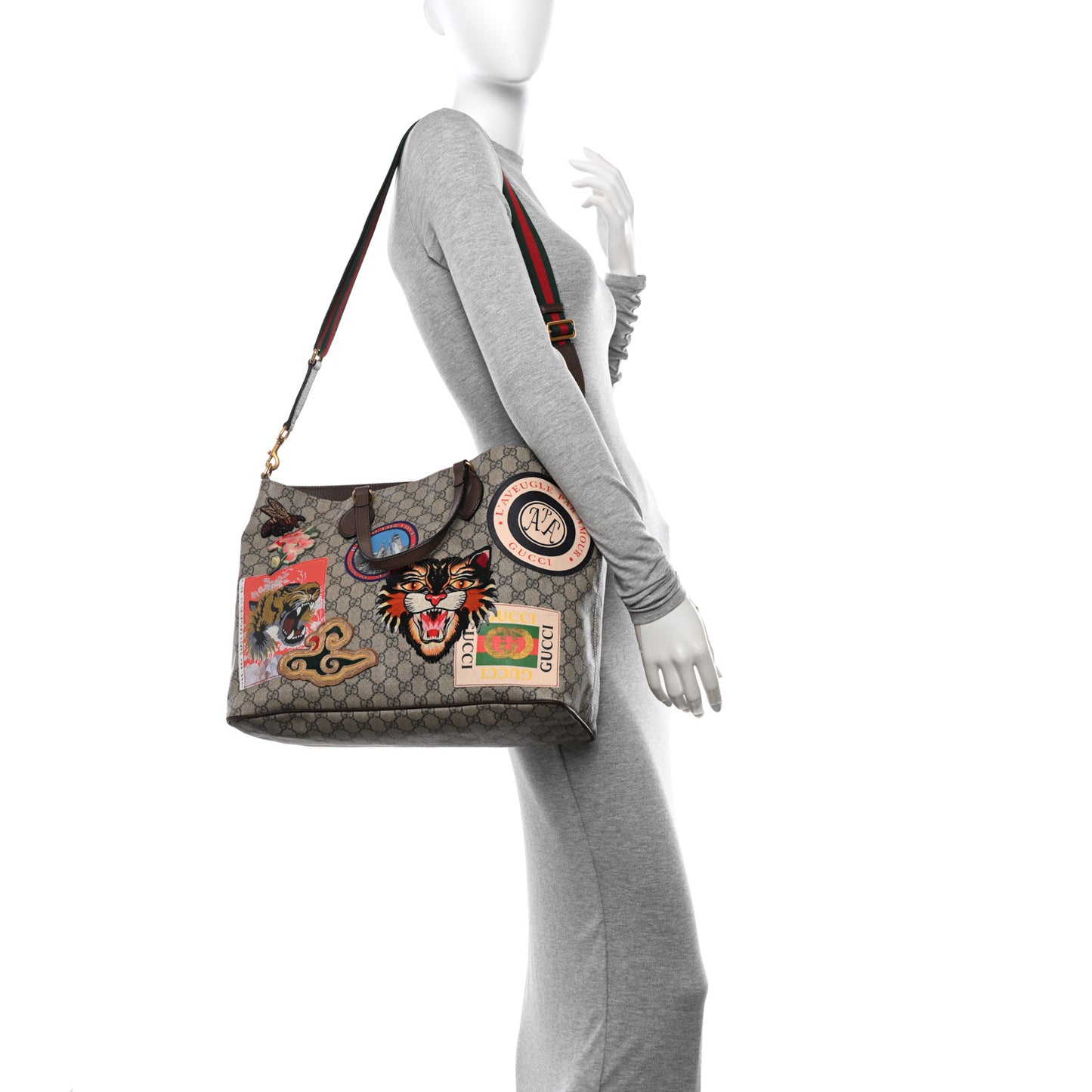 Soft GG Supreme Monogram Courrier Medium Crossbody Tote Beige New Acero