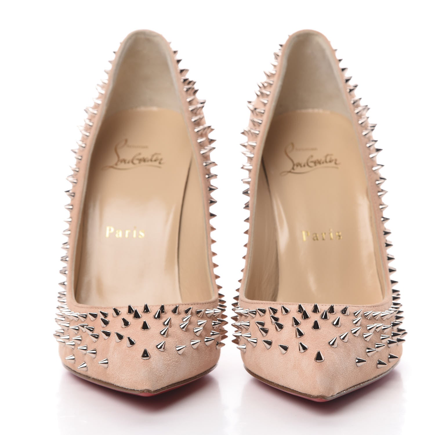 Christian Louboutin Veau Velours Studded Escarpic 100 Pumps 37 Pink Bronze 2 of 9