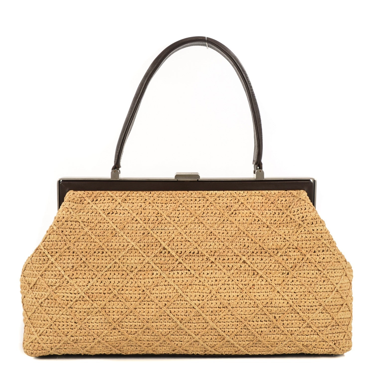 Chanel Woven Straw Raffia Framed Bag Brown 1 of 7