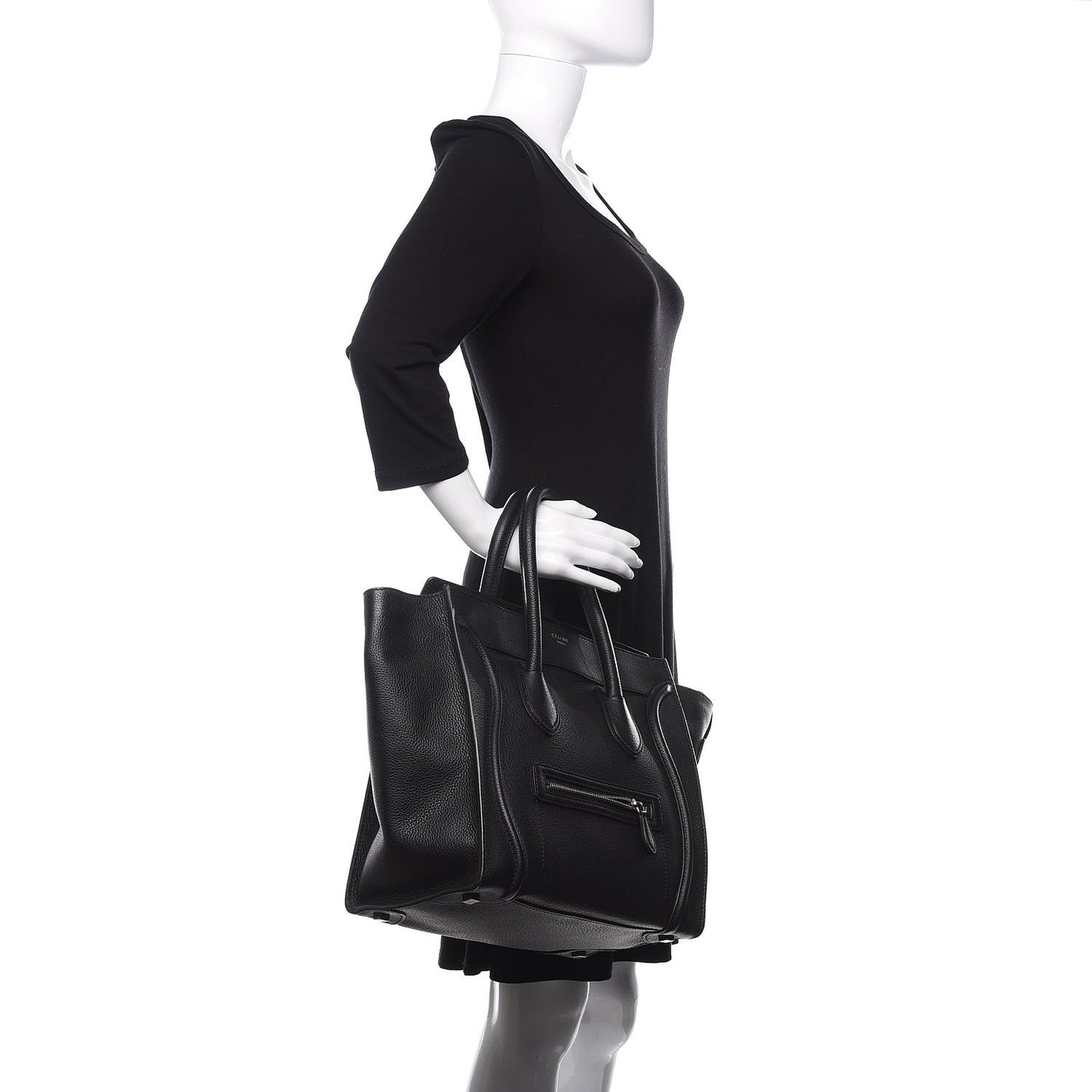 Drummed Calfskin Mini Luggage Black