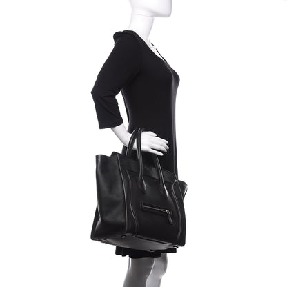 Celine Drummed Calfskin Mini Luggage Black 2 of 10