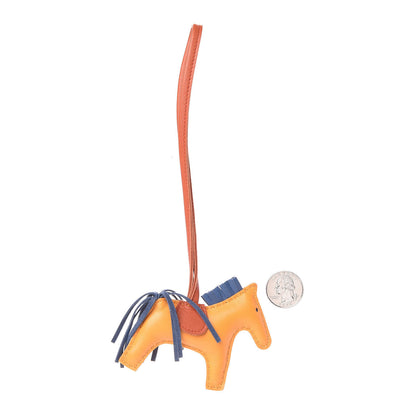 Hermes Milo Lambskin Grigri Rodeo Horse Bag Charm PM Jaune D'Or Bleu Agate Cornaline 2 of 4