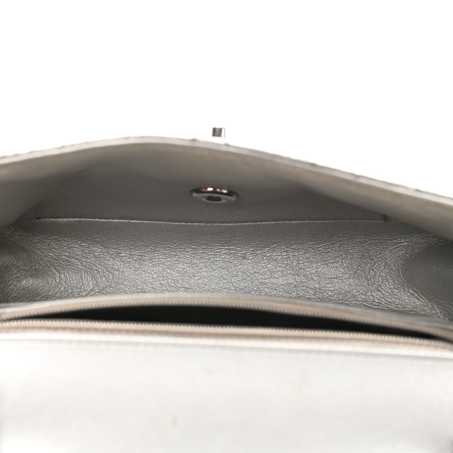 Chanel Patent Metallic Crumpled Calfskin Chevron Quilted Mini Rectangular Flap Silver 4 of 14