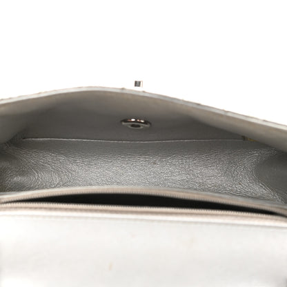 Chanel Patent Metallic Crumpled Calfskin Chevron Quilted Mini Rectangular Flap Silver 4 of 14
